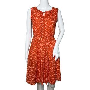 Hi there from Karen Walker US 0 Red Orange Floral Dress Sleeveless Office Casual